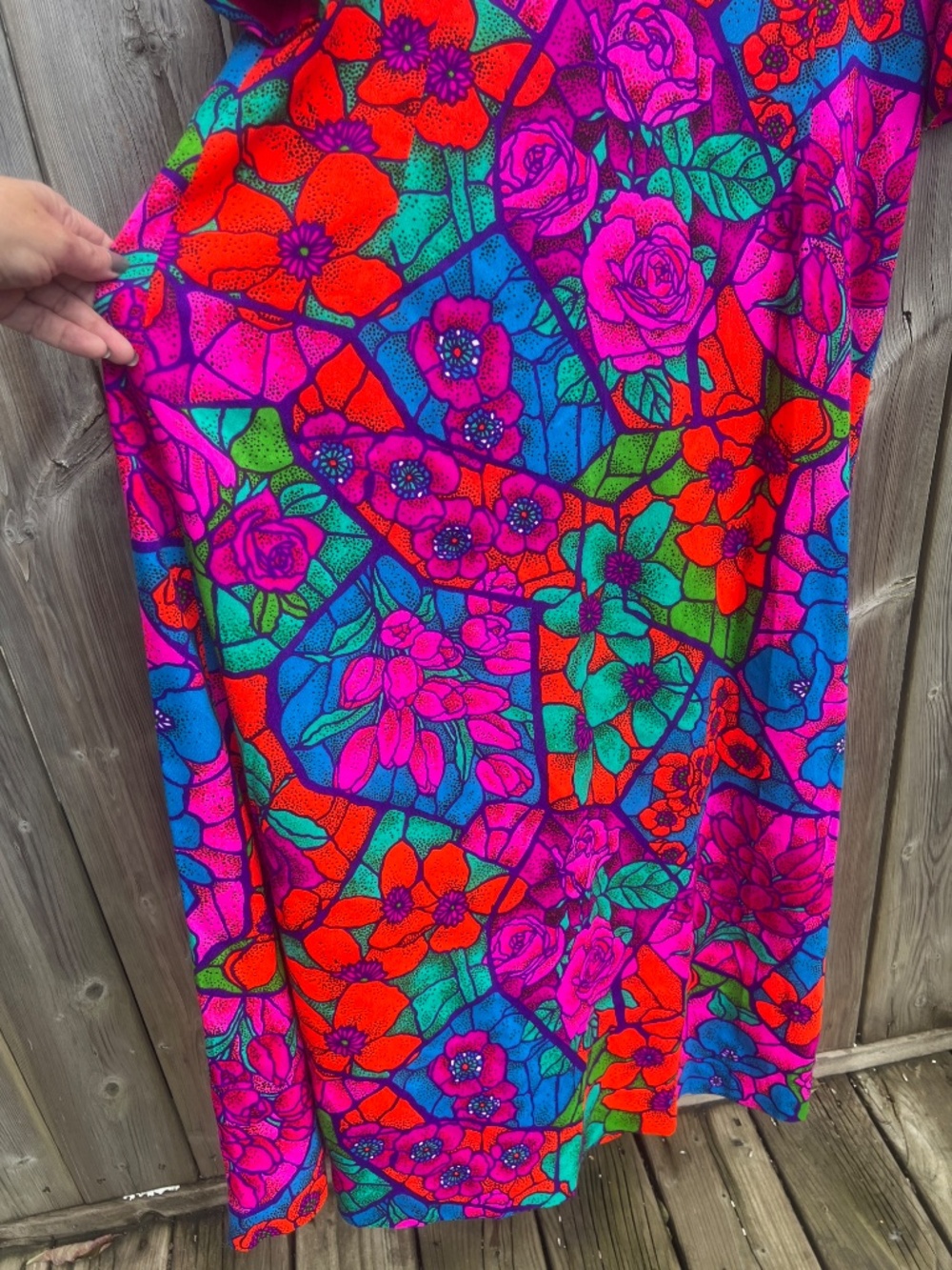 Vintage Hawaiian Dress Caftan Size 18 42" Bust Retro Luau Cotton MuuMuu Maxi - Picture 11 of 16